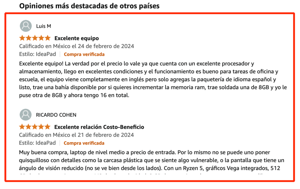 Revisar las Reseñas en Amazon antes de hacer la compra